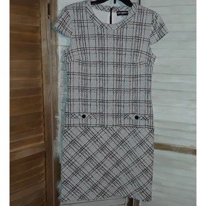KARL LAGERFIELD PARIS DRESS Size 4 TWEED Style Black/Gray LINED Faux Pockets
